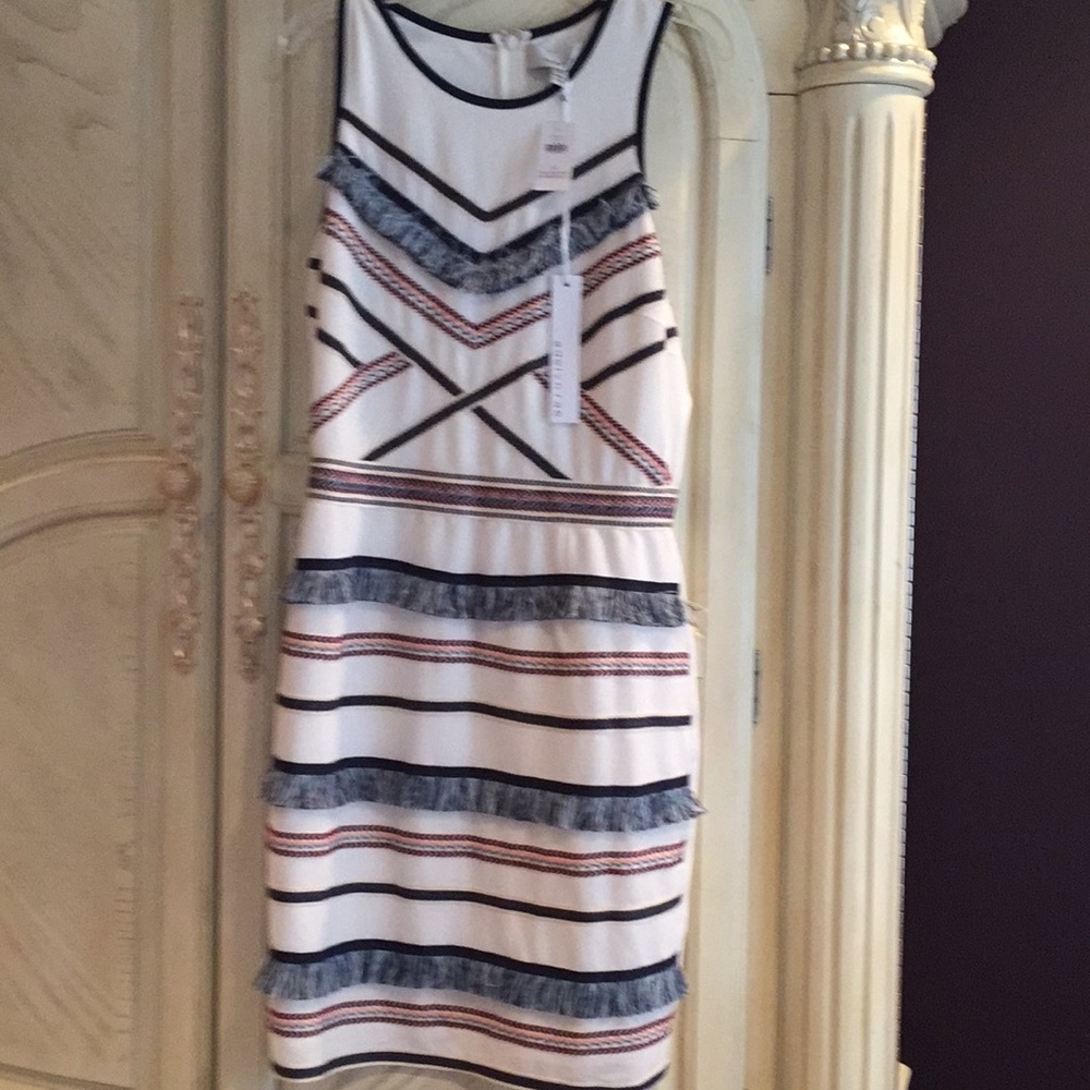 Fringe stitch sheath - off white - multi color